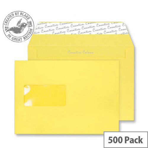 Creative Colour Banana Yellow Window C5 Envelopes (Pack of 500) Creative Colour Banana Yellow Window C5 Envelopes (Pack of 500)