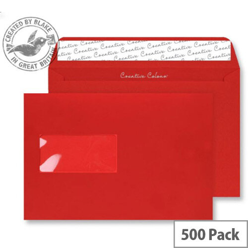 Creative Colour Pillar Box Red Wallet Window C5 Envelopes (Pack of 500) Creative Colour Pillar Box Red Wallet Window C5 Envelopes (Pack of 500)