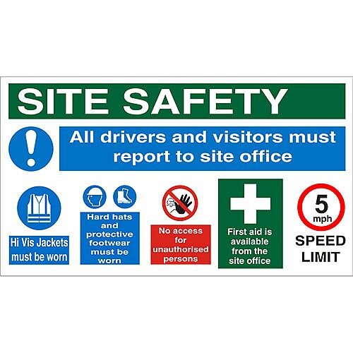 Construction Safety Board 800x450 Site Safety Sign 3mm Foam PVC Safety