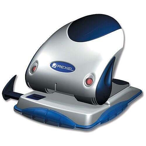 Rexel P225 2 Hole Punch Silver and Blue Metal with Nameplate 25 Sheets Rexel P225 2 Hole Punch Silver and Blue Metal with Nameplate 25 Sheets