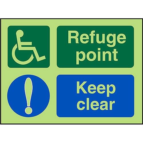 Photol Exit Sign 2mm Wheelchair Pictogram/Refuge Point Keep Clear