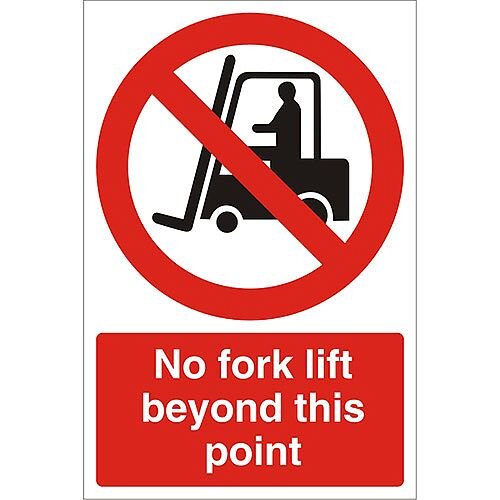 Stewart Superior Warehouse Signs 600x400 1mm Semi Rigid Plastic - No fork lift beyond this point