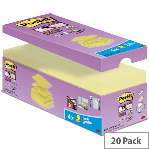 Post-it 76 x 76mm Super Sticky Z-Notes Super Strong Canary Yellow 20 Pads/Pack and 100 Sheets/Pad Post-it 76 x 76mm Super Sticky Z-Notes Super Strong Canary Yellow 20 Pads/Pack and 100 Sheets/Pad