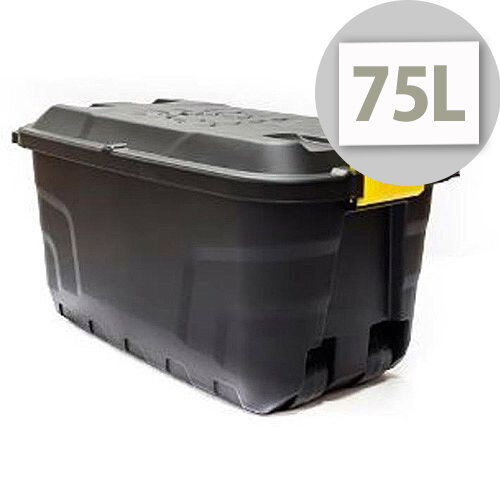 Strata 75 Litre Storage Trunk with Lid and Wheels Heavy Duty Black Strata 75 Litre Storage Trunk with Lid and Wheels Heavy Duty Black