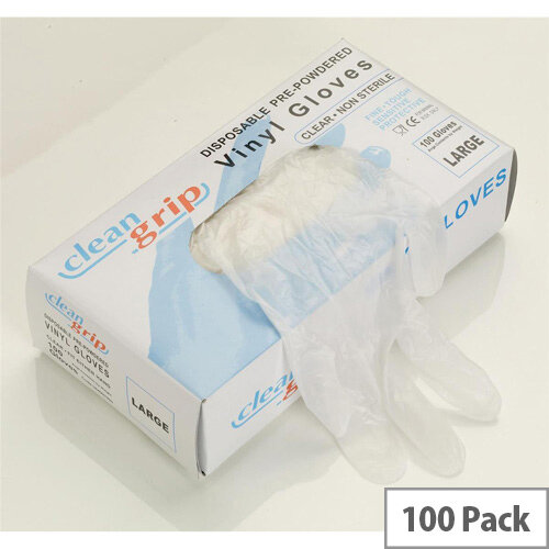 Disposable Powder Free Vinyl Gloves Clear Extra Large Pack of 100 Gloves