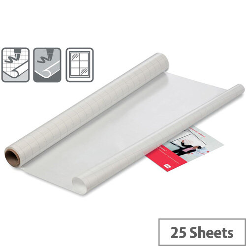 Nobo 600x800mm Instant Whiteboard Dry Erase Sheets with 25 Sheets Per Roll Gridded Nobo 600x800mm Instant Whiteboard Dry Erase Sheets with 25 Sheets Per Roll Gridded