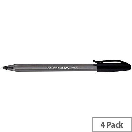Paper Mate InkJoy 100 Fineliner Ballpoint Pen 1mm Tip Width 1mm Line Width Black Pack of 4 Paper Mate InkJoy 100 Fineliner Ballpoint Pen 1mm Tip Width 1mm Line Width Black Pack of 4