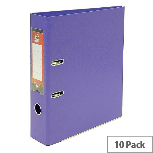 5 Star Office A4 Lever Arch File Plastic Purple Pack of 10