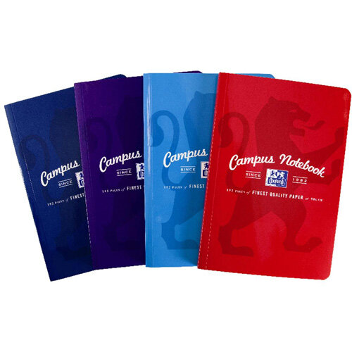 Oxford Campus B5 Casebound Notebook Soft Cover Ruled Margin 90gsm 192 Pages Assorted Pack 5