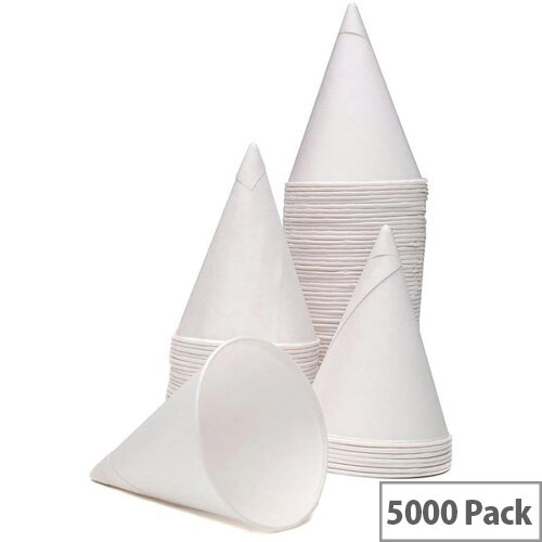 4oz/125ml Water &Cold Drinks Disposable Paper Cone Cups White (Pack of 5000) GEPACOW5000 4oz/125ml Water &Cold Drinks Disposable Paper Cone Cups White (Pack of 5000) GEPACOW5000
