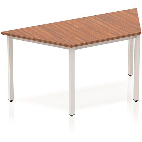 Impulse Modular Trapezoidal Table Walnut with Silver Box Frame W1600xD800mm