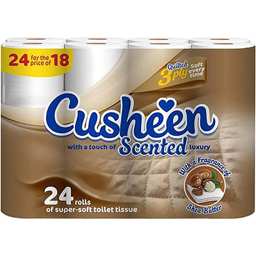 Cusheen Scented Luxury Super Soft Toilet Rolls 3-Ply White Ref 1102030 Pack of 24 Cusheen Scented Luxury Super Soft Toilet Rolls 3-Ply White Ref 1102030 Pack of 24