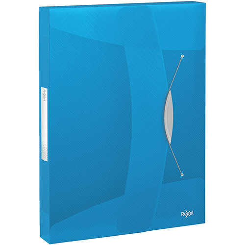 Rexel Choices Box File PP Elastic Strap 40mm Spine A4 Trans Blue Ref 2115667 Rexel Choices Box File PP Elastic Strap 40mm Spine A4 Trans Blue Ref 2115667