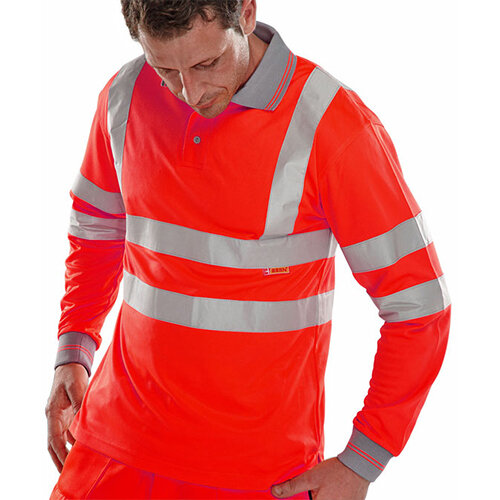 B-Seen Long Sleeved Hi-Vis Polo Shirt EN ISO20471 Size 2XL Red Ref BPKSLSENREXXL B-Seen Long Sleeved Hi-Vis Polo Shirt EN ISO20471 Size 2XL Red Ref BPKSLSENREXXL