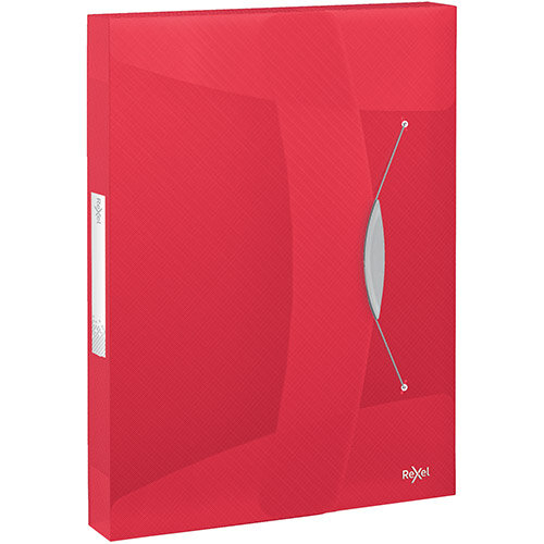 Rexel Choices Box File PP Elastic Strap 40mm Spine A4 Trans Red Pack of 5 Ref 2115668