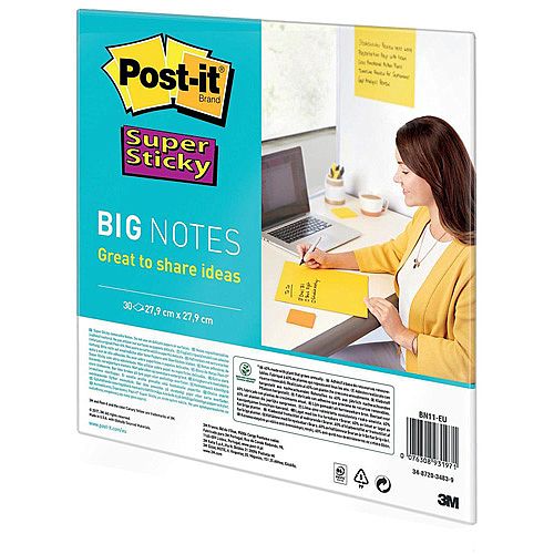 3M Post-it 280 x 280mm Super Sticky Big Notes Self-adhesive Yellow 1 x Pack of 30 Sheets 3M Post-it 280 x 280mm Super Sticky Big Notes Self-adhesive Yellow 1 x Pack of 30 Sheets