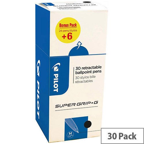 Pilot SuperGrip BPGG-8R-M Ballpoint Pen Retractable Line Width 0.27mm Tip Width 1.0mm Black Pack 30 Pilot SuperGrip BPGG-8R-M Ballpoint Pen Retractable Line Width 0.27mm Tip Width 1.0mm Black Pack 30