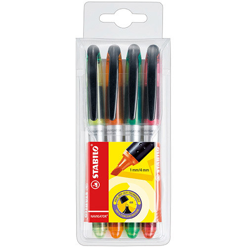 Stabilo Boss Navigator Highlighters Chisel Tip 1-4mm Line Wallet Assorted Ref 545/4 Pack of 4 Stabilo Boss Navigator Highlighters Chisel Tip 1-4mm Line Wallet Assorted Ref 545/4 Pack of 4