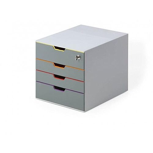 Durable VARICOLOR Safe 4 Drawer Box with Lockable Top Drawer Grey Durable VARICOLOR Safe 4 Drawer Box with Lockable Top Drawer Grey