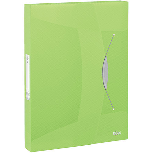 Rexel Choices Box File PP Elastic Strap 40mm Spine A4 Trans Green Pack of 5 Ref 2115671