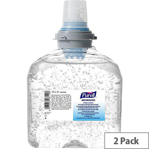 Purell 1200ml Advanced Hygienic Hand Sanitiser Rub Gel Refills for TFX Dispenser Pack 2 Purell 1200ml Advanced Hygienic Hand Sanitiser Rub Gel Refills for TFX Dispenser Pack 2