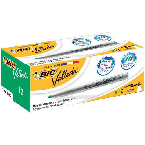 Bic Velleda 1741 Whiteboard Dry Wipe Marker Bullet Nib Assorted Colours Pouch of 8 Marker Pens Bic Velleda 1741 Whiteboard Dry Wipe Marker Bullet Nib Assorted Colours Pouch of 8 Marker Pens