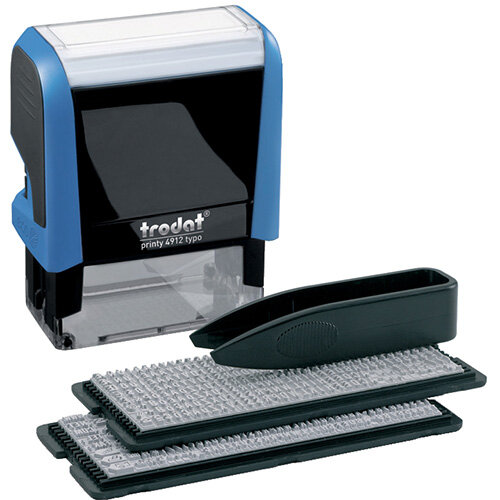 Trodat Printy 4912 Stamp D-I-Y Kit 4912 TYPO - 4 lines of text - Max. text plate size: 47 x 18mm - Create your own self-inking rubber stamp Trodat Printy 4912 Stamp D-I-Y Kit 4912 TYPO - 4 lines of text - Max. text plate size: 47 x 18mm - Create your own self-inking rubber stamp