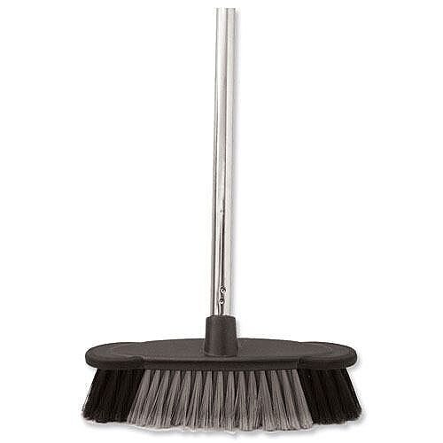 Bentley Soft Bristle Broom/Brush - Ideal For Indoor Sweeping & Cleaning - Chrome Handle, Silver & Black Bristles & 12 Inch Head. Perfect For Any Floor.