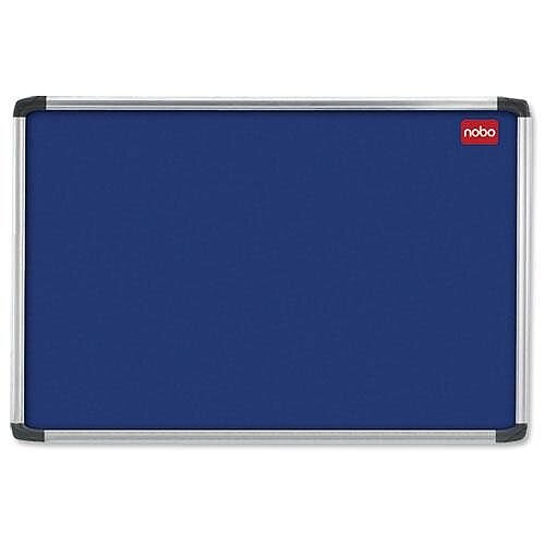 Nobo Blue Felt Notice Board 900 x 600mm with Fixings and Aluminium Frame