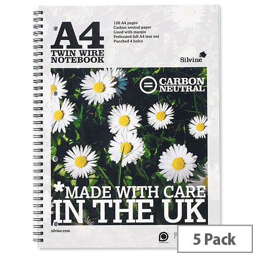 Silvine A4 Notebook Punched 4 Holes 120 Pages Pack 5 - Hunt Office UK