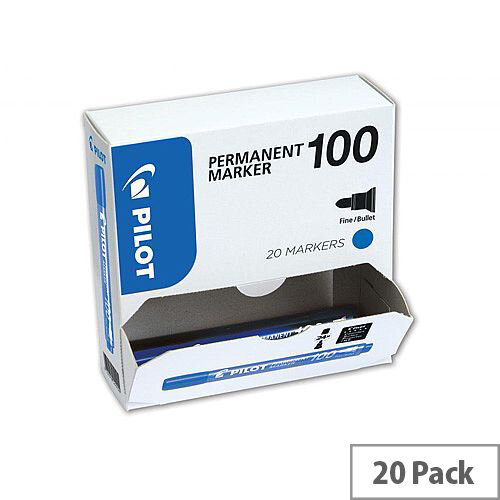 Pilot SCA-100 Bullet Tip 4.5mm Tip Width 1.0mm Line Width Permanent Marker Blue Pack of 20 Pilot SCA-100 Bullet Tip 4.5mm Tip Width 1.0mm Line Width Permanent Marker Blue Pack of 20