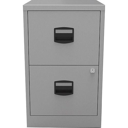 PFA2 A4 Home Filer 2-Drawer Lockable Filing Cabinet Silver W413xD430xH672mm