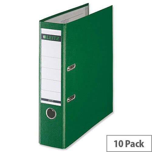 Leitz 180 Polypropylene A4 80mm Green Lever Arch File Pack of 10