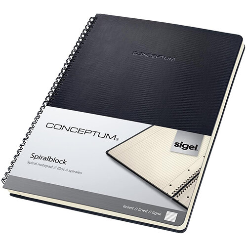 Sigel Conceptum Notebook Hard Cover Lined 4-hole Micro Perforated 160 Pages Black Ref CO821