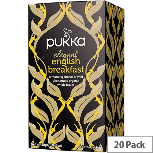 Pukka Individually Enveloped Tea Bags Elegant English Breakfast Ref 5060229011596 Pack of 20 Pukka Individually Enveloped Tea Bags Elegant English Breakfast Ref 5060229011596 Pack of 20