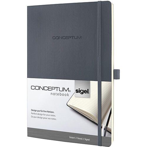 Sigel Conceptum Notebook Soft Cover Lined And Numbered 194 Pages Dark Grey Ref CO319