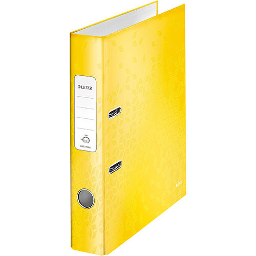 Leitz WOW Lever Arch File 80mm Spine for 600 Sheets A4 Yellow Ref 10050016 Pack of 10(REDEMPTION)Jan-Mar20