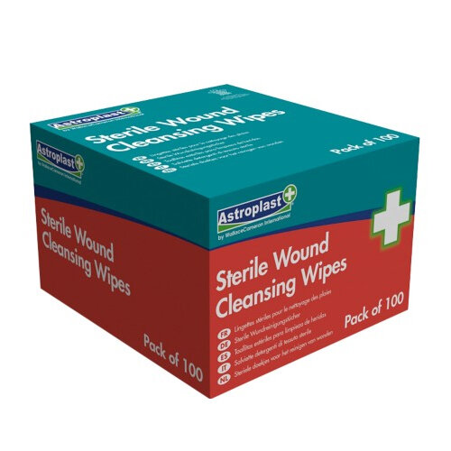 Alcohol Free Sterile Wound Cleansing Wipes Sachets Box of 100 Astroplast 1601002 Hunt Office UK