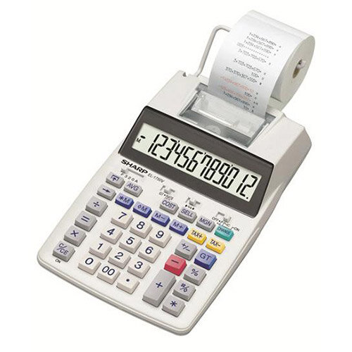 Sharp EL-1750V Printing Calculator 12-Digit Display Black/Red Print Grey