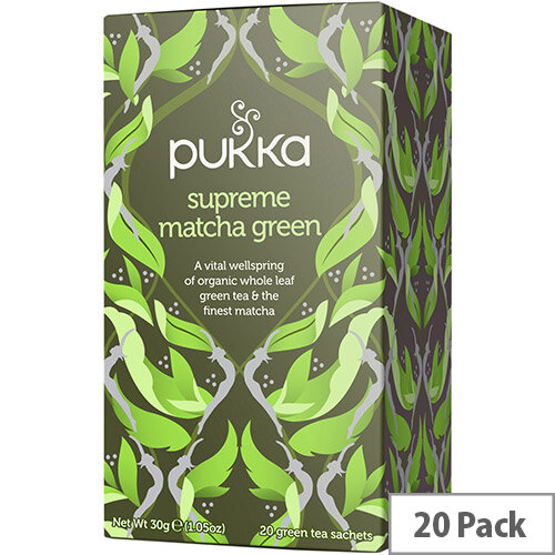Pukka Individually Enveloped Tea Bags Supreme Matcha Green Ref 5060229012012 Pack of 20 Pukka Individually Enveloped Tea Bags Supreme Matcha Green Ref 5060229012012 Pack of 20