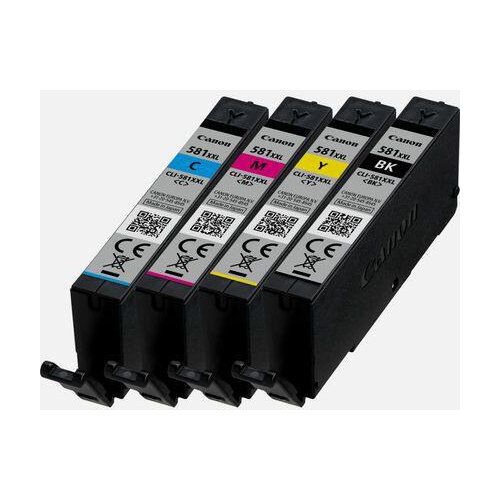 Canon CLI-581XXL 46.8ml High Yield Black/Cyan/Yellow/Magenta Ink Cartridges - Pack of 4 Ref 1998C005 Canon CLI-581XXL 46.8ml High Yield Black/Cyan/Yellow/Magenta Ink Cartridges - Pack of 4 Ref 1998C005