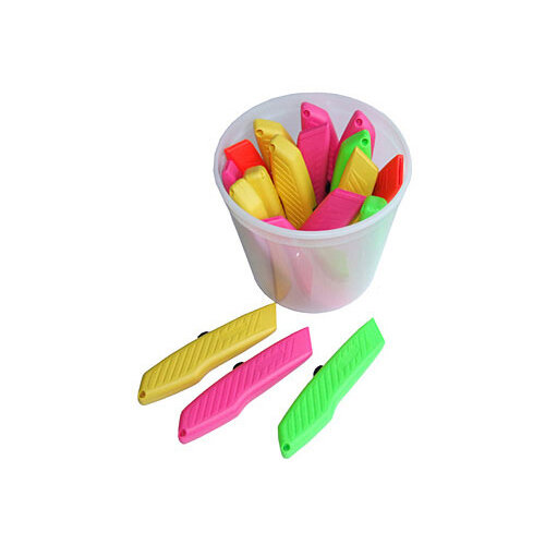 Pacific Handy Cutter Hi-Vis Cutters in Tub Assorted Ref BU-RPK-394 Pack of 18 Pacific Handy Cutter Hi-Vis Cutters in Tub Assorted Ref BU-RPK-394 Pack of 18