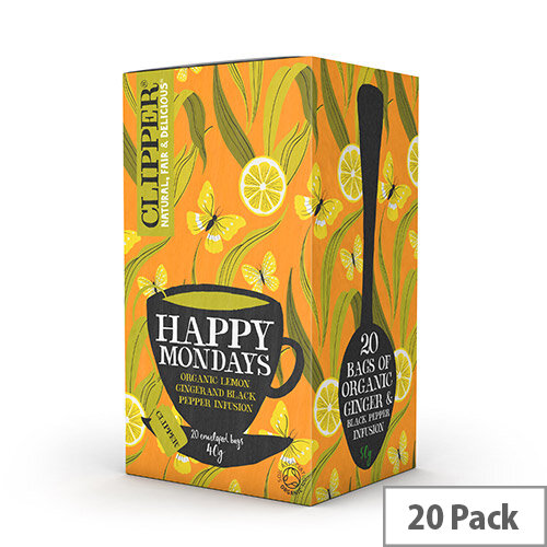 Clipper Organic Individually Enveloped Tea Bags Happy Monday Ref 0403348 Pack of 20 Clipper Organic Individually Enveloped Tea Bags Happy Monday Ref 0403348 Pack of 20