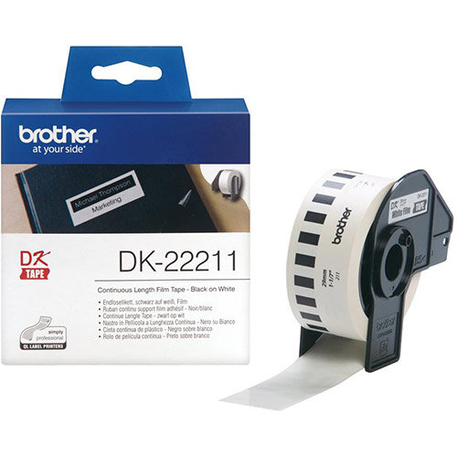 Brother DK Labels DK-22211-1 29mm x 15.24m Continuous Film Label Roll Brother DK Labels DK-22211-1 29mm x 15.24m Continuous Film Label Roll