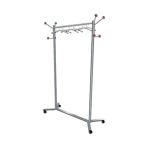 Coat Rack Mobile 4 Wheels Metal Frame Capacity 36 Hangers W1200xD500xH1700mm Coat Rack Mobile 4 Wheels Metal Frame Capacity 36 Hangers W1200xD500xH1700mm