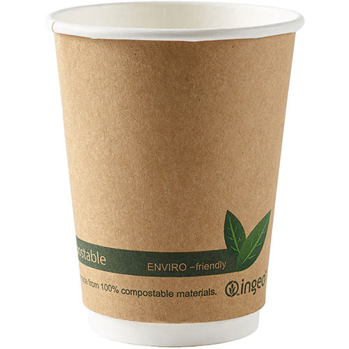 Ingeo Kraft Paper Cups 12oz Double Wall PLA Ref 44882 Pack 25