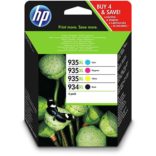 HP 934XL Yield 1,000 Pages Ink Cartridge Black + 935XL Yield 825 Pages Multipack Ink Cartridges Cyan/Magenta/Yellow Ref X4E14AE HP 934XL Yield 1,000 Pages Ink Cartridge Black + 935XL Yield 825 Pages Multipack Ink Cartridges Cyan/Magenta/Yellow Ref X4E14AE