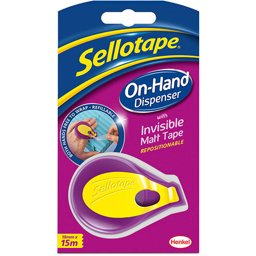 Sellotape On Hand Invisible Dispenser 18mmx15m Matt White Ref 2379004 Sellotape On Hand Invisible Dispenser 18mmx15m Matt White Ref 2379004