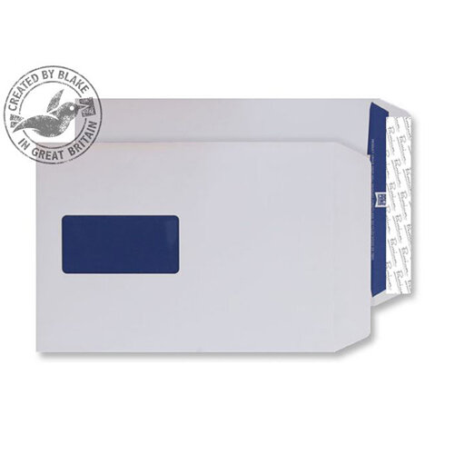Blake Premium Pure C5 120g/m2 Woven Peel and Seal Window Pocket Envelopes Super White Pack of 500 Ref 4030915 Blake Premium Pure C5 120g/m2 Woven Peel and Seal Window Pocket Envelopes Super White Pack of 500 Ref 4030915