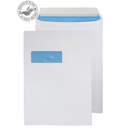 Blake Purely Everyday C4 Peel and Seal 324mm x 229mm 110g/m2 Pocket High Window Envelopes White Pack of 250 Ref 4031151 Blake Purely Everyday C4 Peel and Seal 324mm x 229mm 110g/m2 Pocket High Window Envelopes White Pack of 250 Ref 4031151